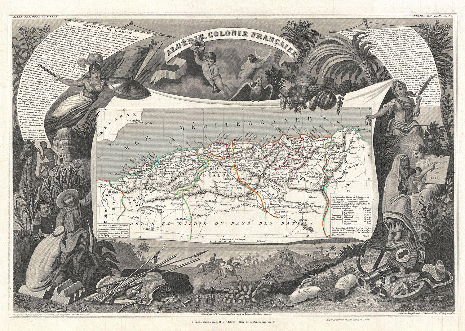 Levasseur Map of Algeria - 1852