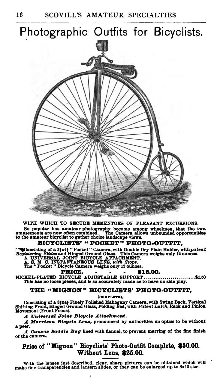 Scovill&amp;#39;s Amateur Specialties - Photographic Outfits for Bicyclists.