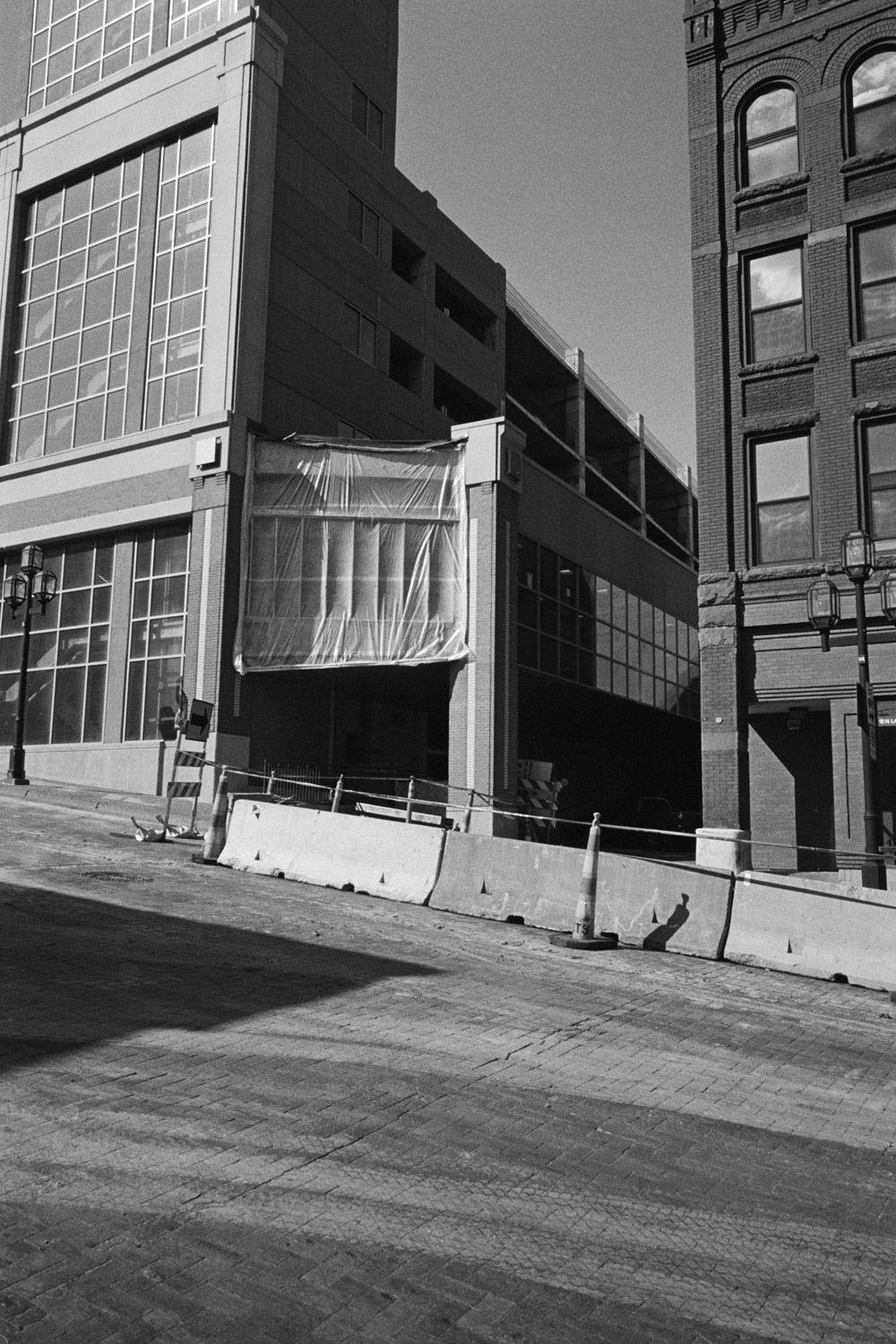 The Skywalk being constructed over Lake Ave.