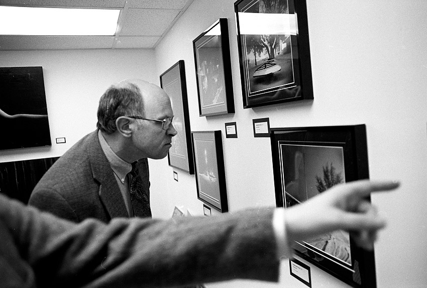 A Man Inspecting Art