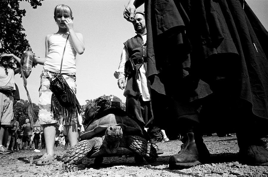 The Girl and Angus The Pack Tortoise, Minnesota, September 2008