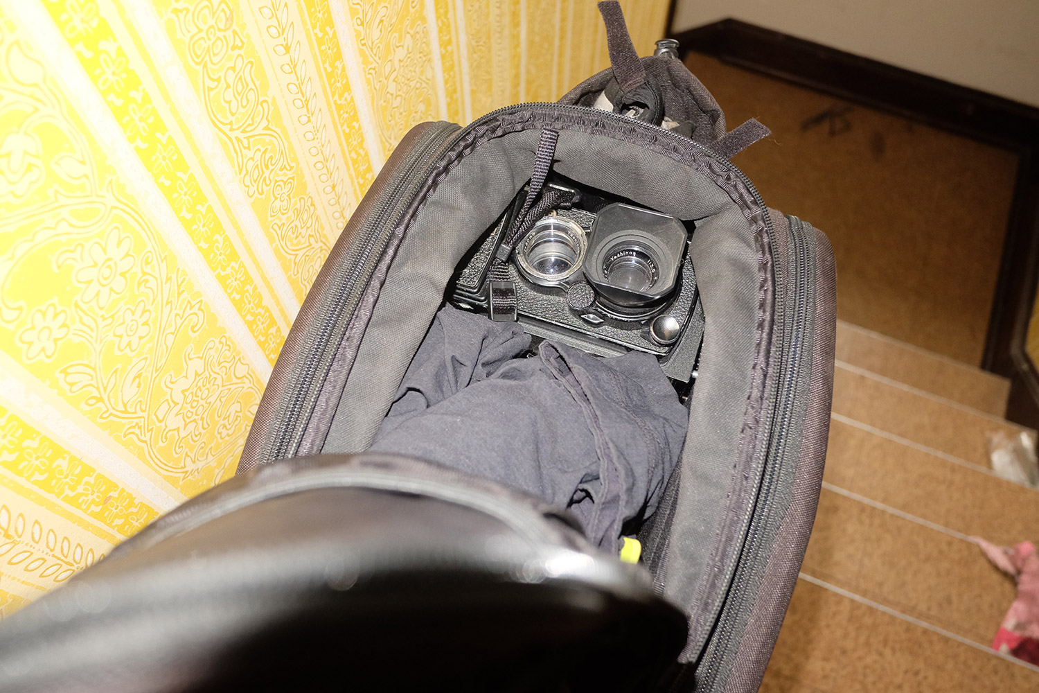Yashica Mat in Bike Bag
